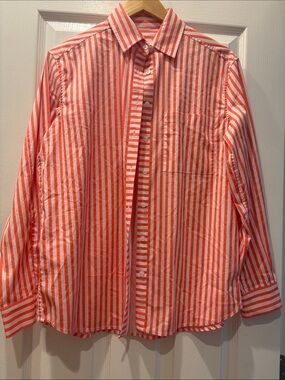 ADDISON BAY X NULLY ORANGE STRIPE BUTTON DOWN- XS